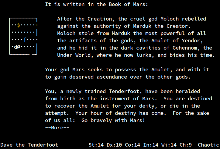 My god Mars wants me to retrieve the Amulet of Yendor.